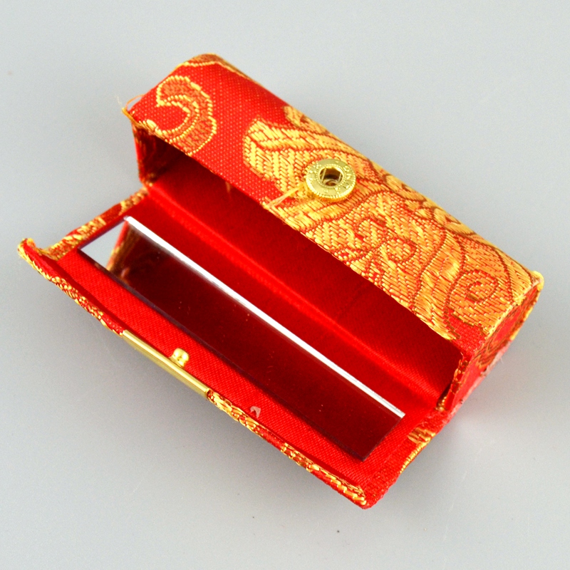 Vintage Cheap Empty Lipstick Case Mirror Chinese Silk Brocade Lip Balm Tubes Packaging Box Lip gloss Makeup Containers shippi