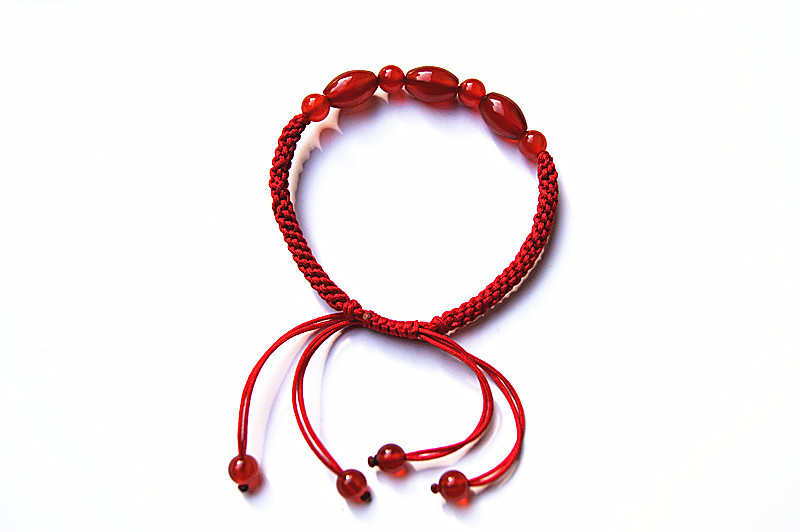 Pure manual weaving red king kong Football type red agate beads bracelet. -