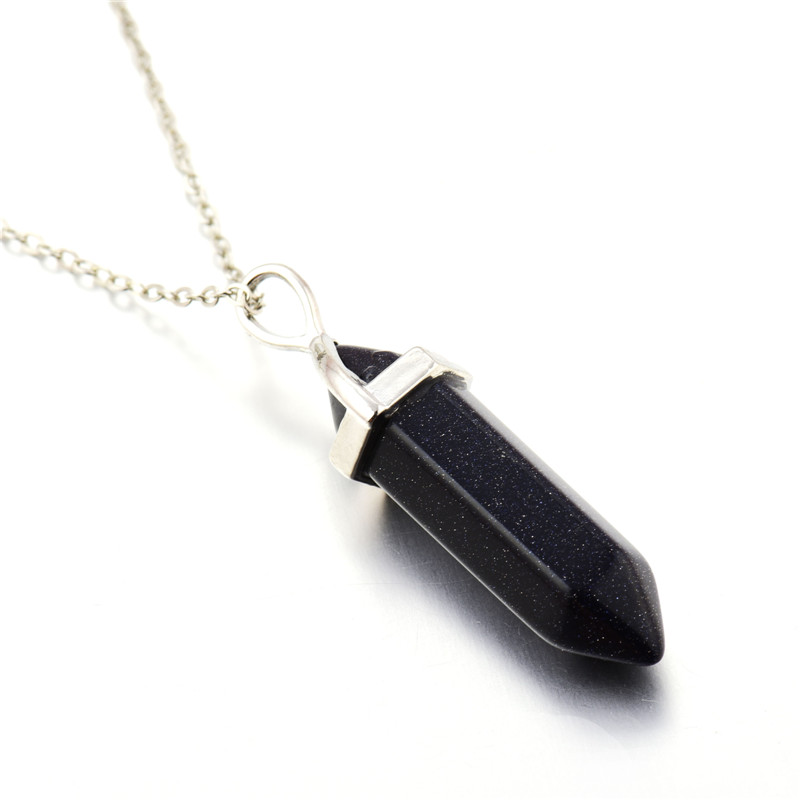 Hexagonal column Natural Amethyst Necklace Pink Crystal Pendant Necklaces Druzy Gem Stone Statement Collares Jewelry