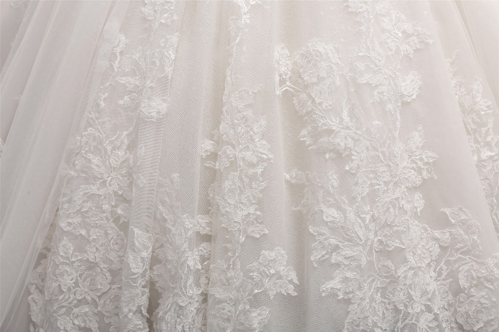 Vintage Vestido De Noiva Long Wedding Dress Scoop Cap Sleeve Ball Gown Chapel Train Beaded Lace Tulle Bride Dresses casamento