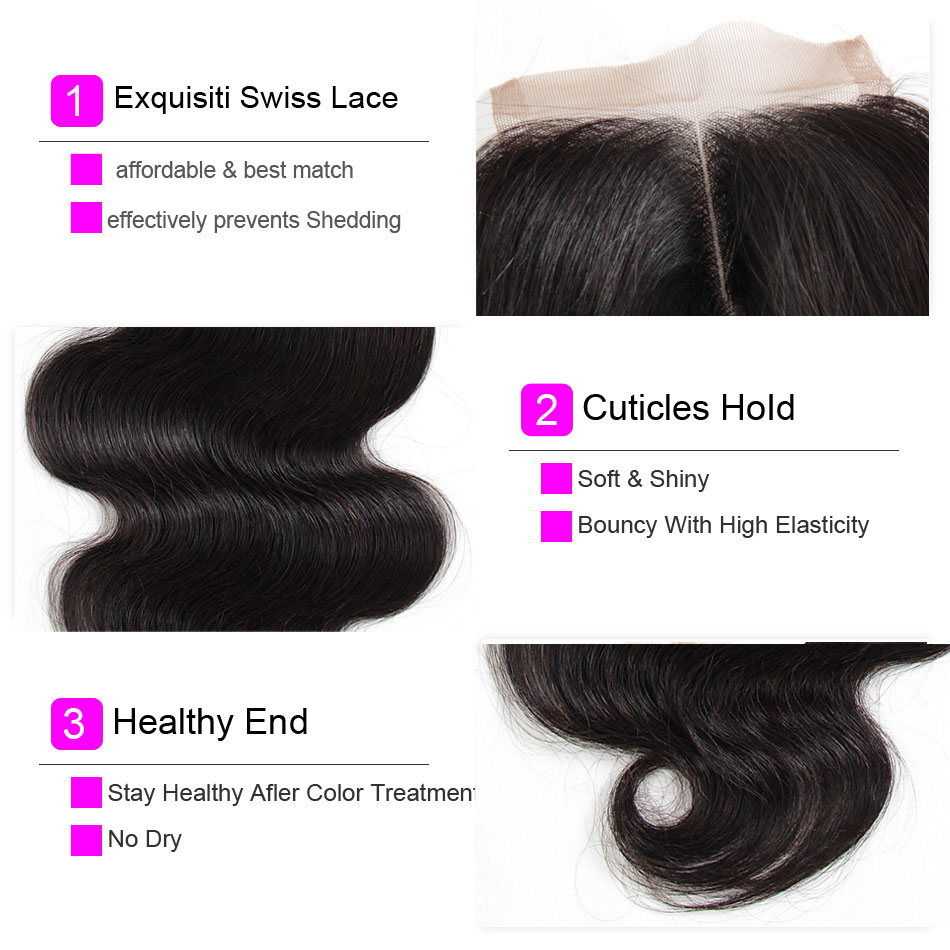 Brazilian Body Wave Virgin Hair Weave With Closure 8A Grade 3 Bundles Unprocessed Brazilian Human Hair Weave Add Lace Closures Natural Color