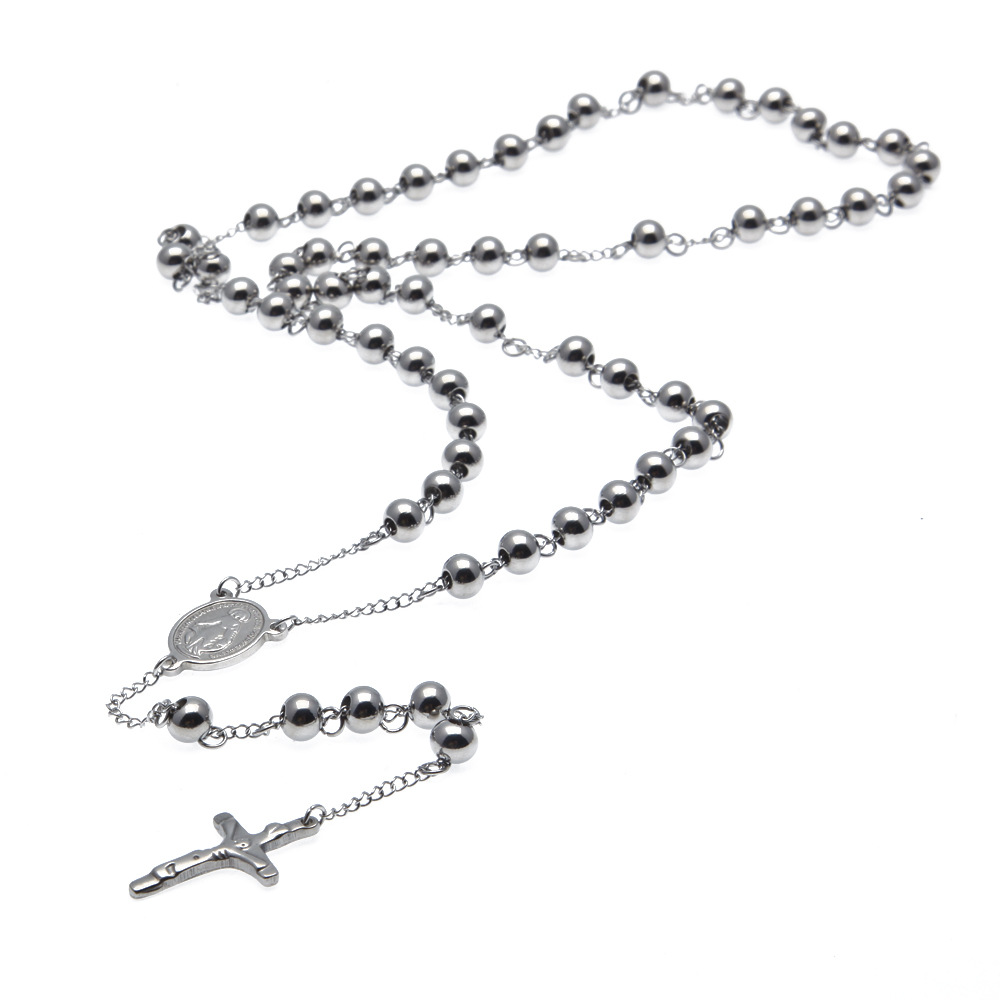 NEW Catholic Goddess Virgen de Guadalupe 8mm beads 18K Gold Plated Rosary Necklace Jewelry Jesus Crucifix Cross Pendant4567573
