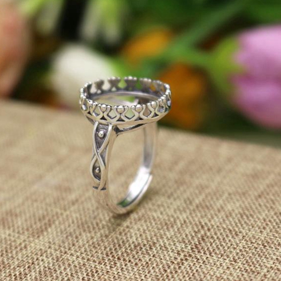 Fine Silver 925 Sterling Silver Engaement Wedding Ring Setting for women Jewelry Opal Agate Amber Semi Mount Ring
