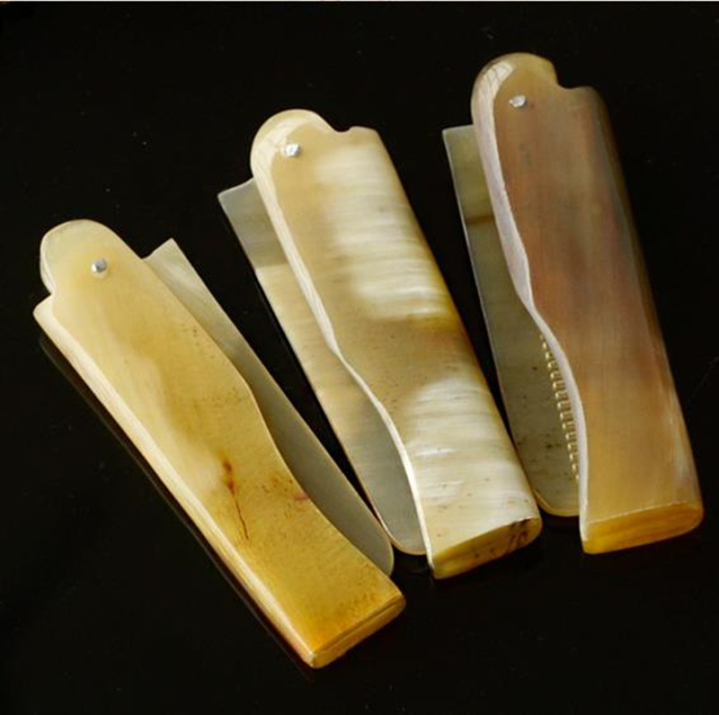 Foldable Horn comb Portable Folding Comb Anti-Static Hairbrush Handmade Natural Ox Horn Combs Styling Tools F2017688