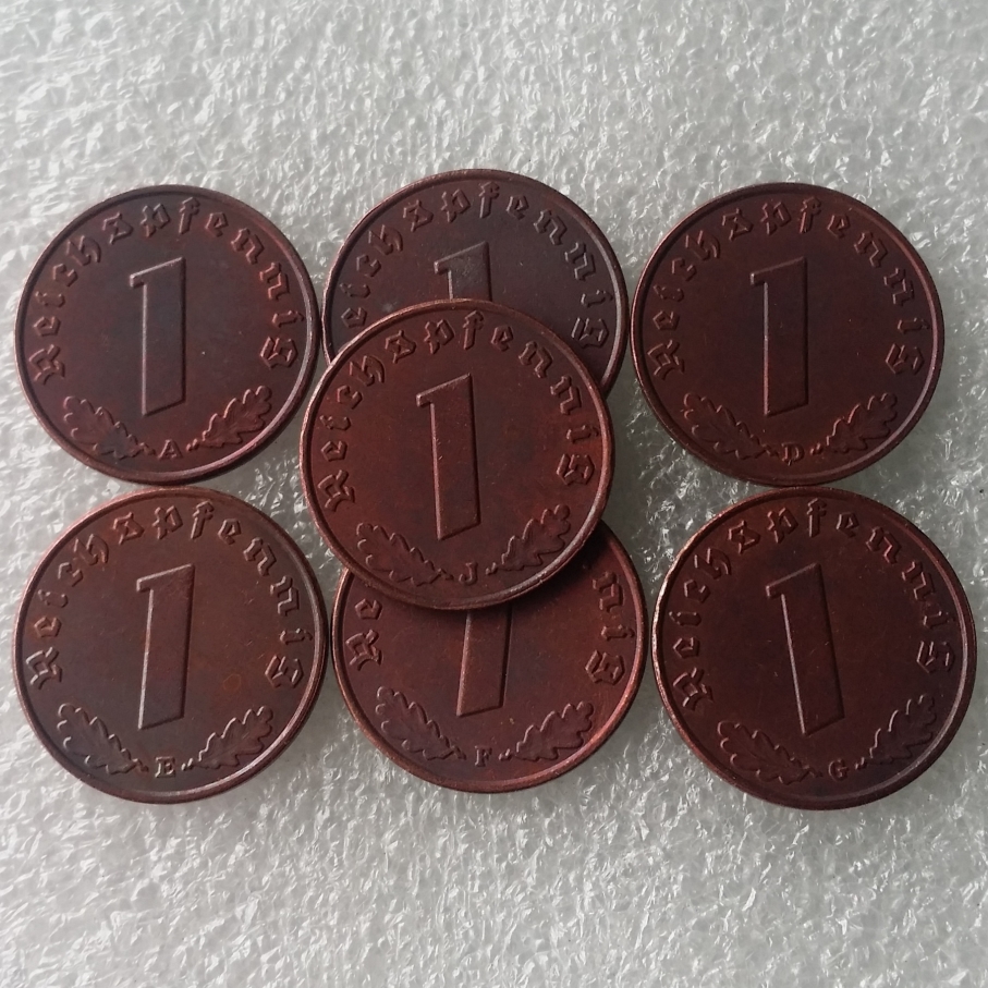 Germany 1pf 1936 1937 1938 1939 1940ABDEFGJ 35pcs copy Coin silver plated Brass Craft Ornaments replica coins home
Germany 1pf 1936 1937 1938 1939 1940ABDEFGJ 35pcs copy Coin silver plated Brass Craft Ornaments replica coins home