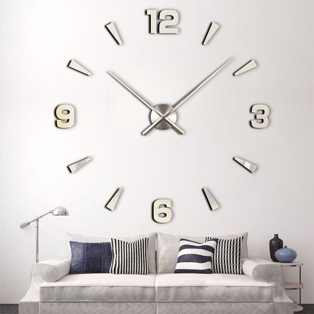 Wholesale-New Arrival Wall Clocks Modern Style Wall Watch Sticker Acrylic 3D DIY Clock Home Decor Wall Sticker Living Room Decorative