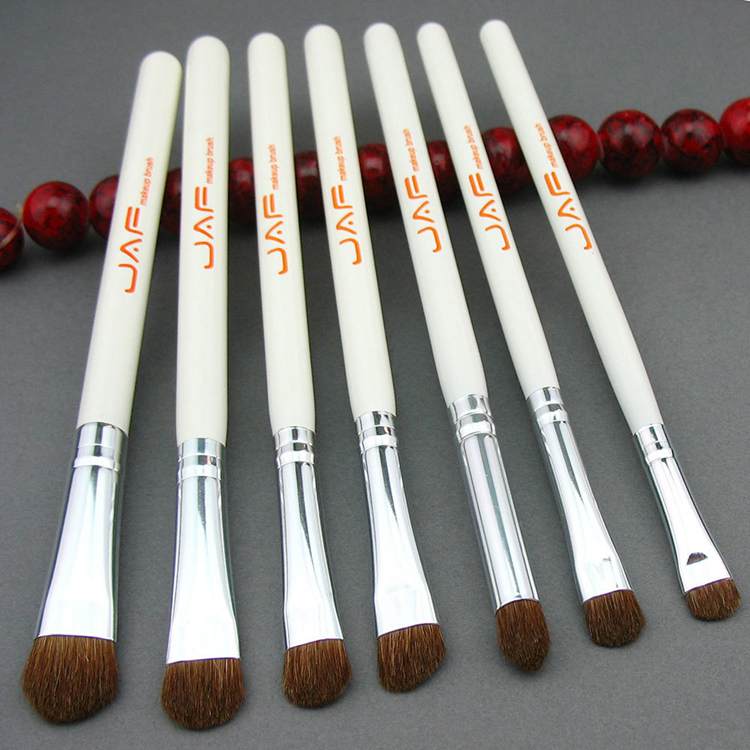 JAF Classic 7pcs Brushes for Makeup 100% Natural Animal Horse Pony Hair Eye Makeup Brush Set white/black/pink