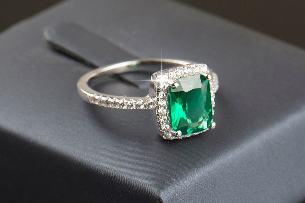 Vecalon Brand Female ring Cushion cut 3ct 5A Zircon Green Cz 925 Sterling Silver Engagement wedding Band ring for women