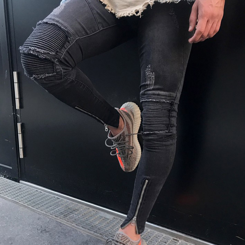 Men's Pleated Biker Jeans Pants Slim Fit Designer Motocycle Denim Trousers For Male Washed Multi Zipper, Blue
Men's Pleated Biker Jeans Pants Slim Fit Designer Motocycle Denim Trousers For Male Washed Multi Zipper, Blue