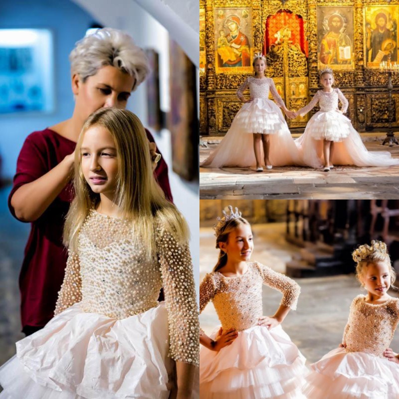 Gorgeous High Low Girls Pageant Gowns Pearls Beaded Long Sleeves Flower Girl Dresses For Wedding Tiered Girls Birthday Party Dress, Chocolate
Gorgeous High Low Girls Pageant Gowns Pearls Beaded Long Sleeves Flower Girl Dresses For Wedding Tiered Girls Birthday Party Dress, Chocolate