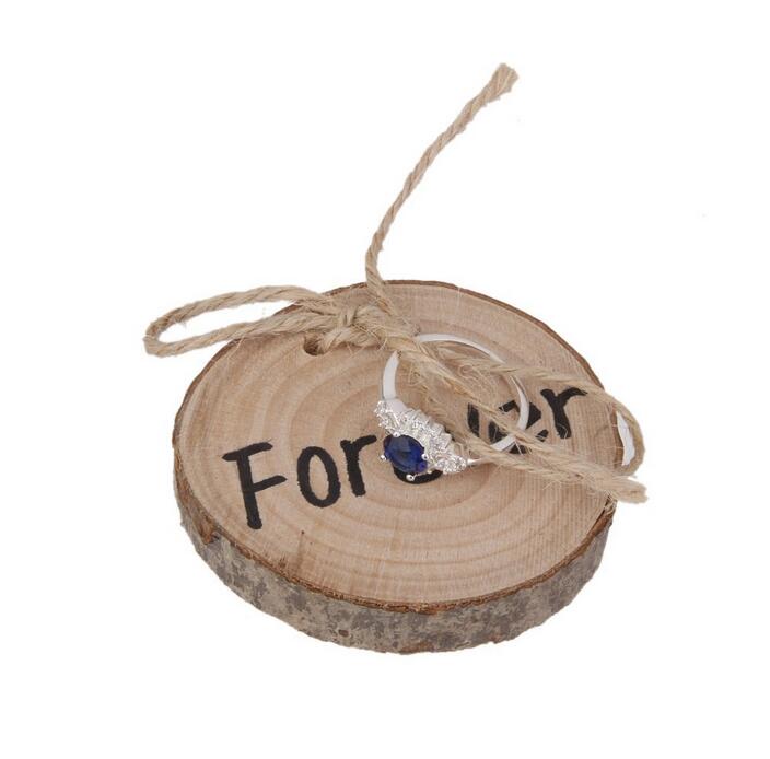 Ring pillows Wedding Ring Bearer Slice Rustic Wooden Ring Holder Wedding supplies with Burlap Creative Retro Wedding Decoration WT40