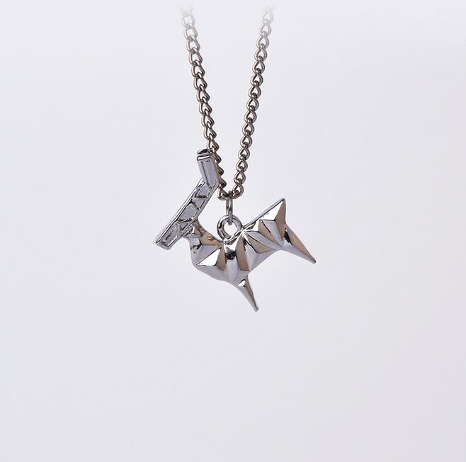 Brand new Personalized creative origami dinosaur antelope paper crane long animal necklace WFN403 (with chain) mix order 20 pieces a lot