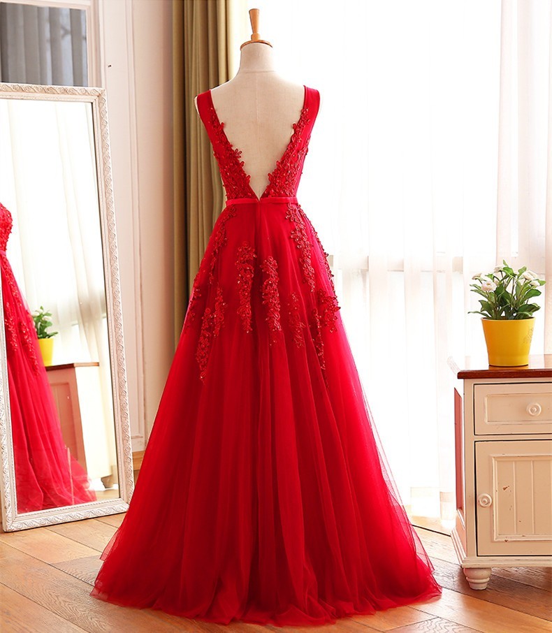 Vestido De Noiva Cheap White/Red Beach Wedding Dresses Boho Wedding Dress V-neck Backless Tulle Long Bridal Gowns Robe De Mariage