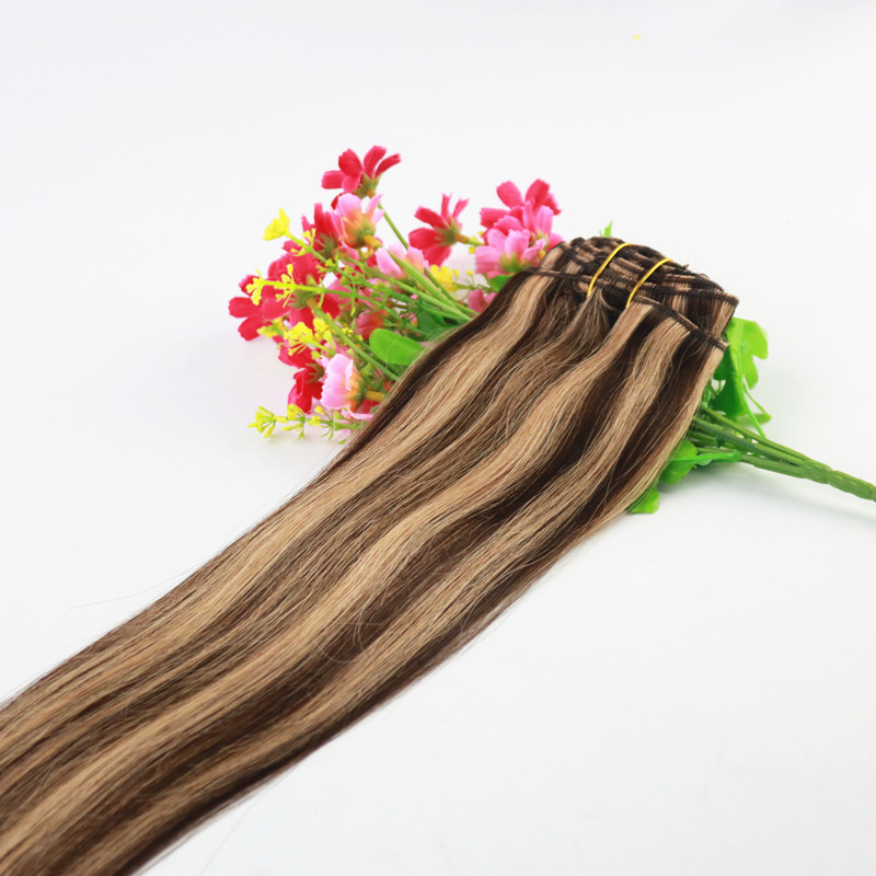 High Quality 100% Human Hair 100g/piece 8A Remy Hair P3/27# 14 inch to 24 inch Straight Clip in Hair Extension
