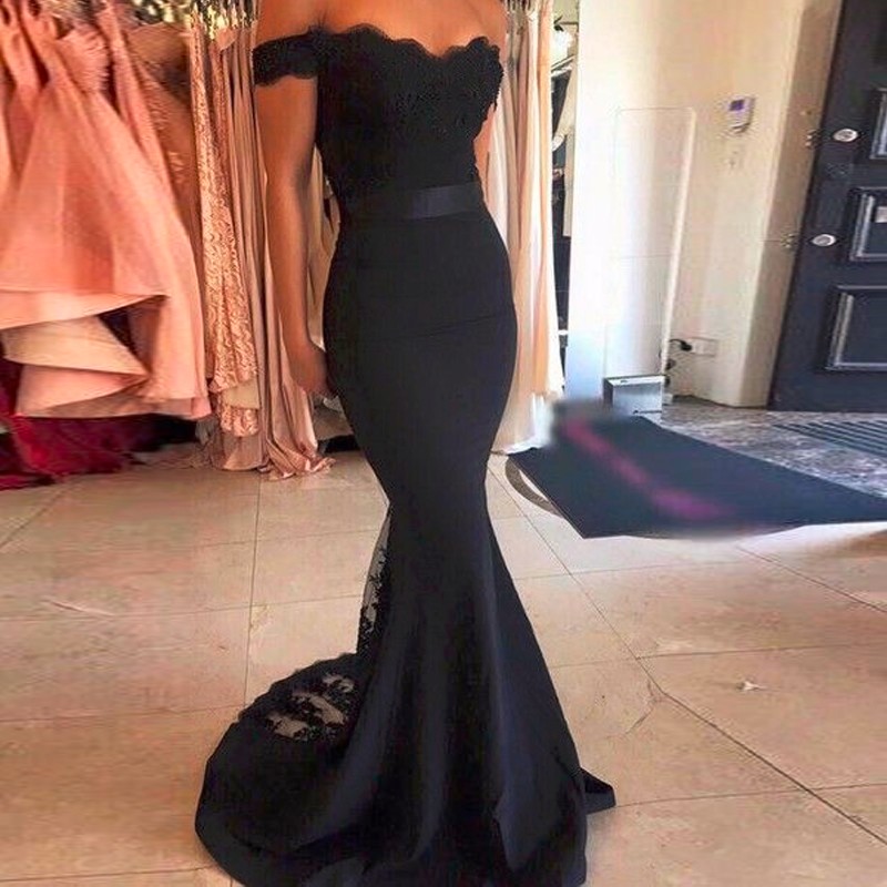 Elegant Mermaid 2017 Black Prom Dresses Off the Shoulder Lace Satin Bridesmaid Dress Formal Evening Party Gowns, Yellow
Elegant Mermaid 2017 Black Prom Dresses Off the Shoulder Lace Satin Bridesmaid Dress Formal Evening Party Gowns, Yellow