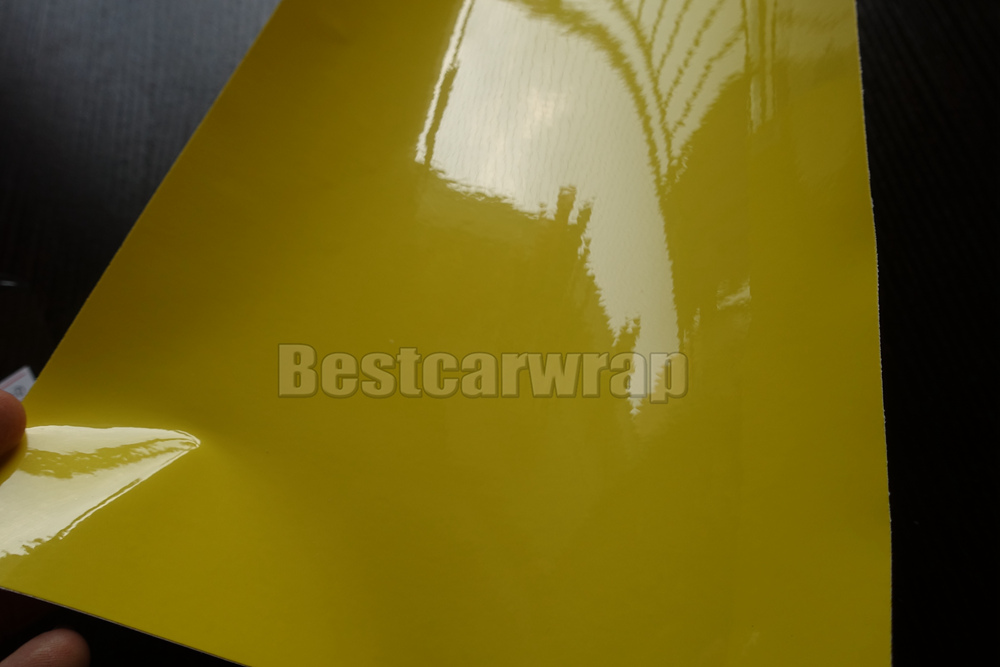 Ultra Shiny Glossy Lemon Yellow Vinyl wrap 3 Layers High Gloss Car Wrap Film with air Free Like 3m 1080 FOIL Size:1.52*20M/Roll