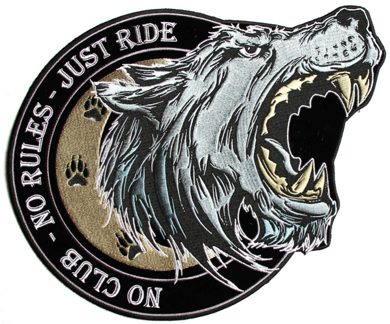 NO CLUB - NO RULES - JUST RIDE WOLF PATCHES EMBROIDERED IRON OR SEW ON JACKET BACK FULL SIZE MC CLUB, Black
NO CLUB - NO RULES - JUST RIDE WOLF PATCHES EMBROIDERED IRON OR SEW ON JACKET BACK FULL SIZE MC CLUB, Black