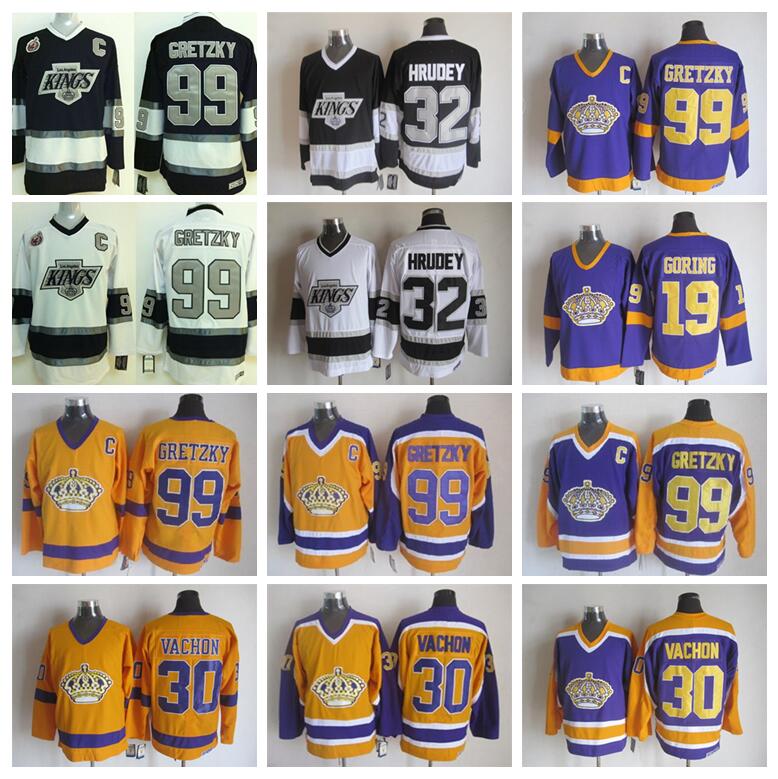Los Angeles Kings 99 Wayne Gretzky Jerseys 30 Rogatien Vachon 19 Butch Goring 32 Kelly Hrudey CCM Ice Hockey Jerseyss, Black;red
Los Angeles Kings 99 Wayne Gretzky Jerseys 30 Rogatien Vachon 19 Butch Goring 32 Kelly Hrudey CCM Ice Hockey Jerseyss, Black;red