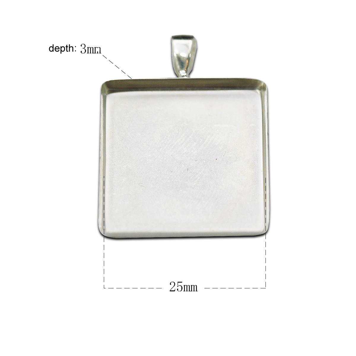 Beadsnice 925 Sterling Silver Square Pendant Base fit 25mm Cabochon Bezel Setting for DIY Jewelry Making ID26726