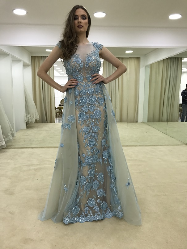 Elegant Beaded Overskirt Formal Dresses Evening Wear Sheer Bateau Neck A-Line Evening Gowns Sleeves Floor Length Appliques Tulle Prom Dress