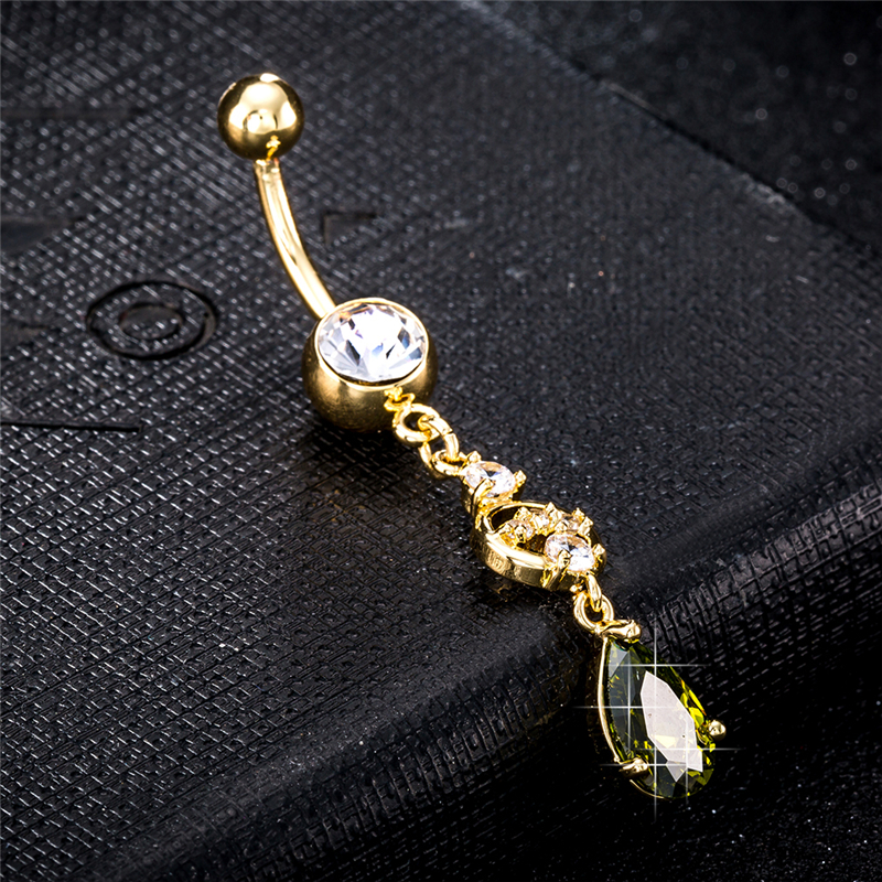 18K Yellow Gold Plated Women Piercing Body Jewelry Belly Button Navel Rings Body Piercing Jewelry Dangle Accessories