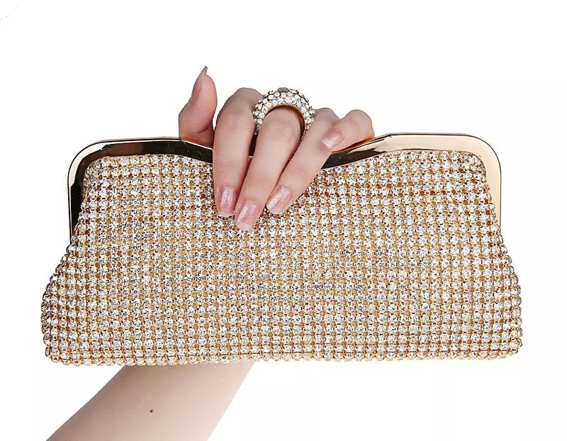 Top quality new Rhinestones Women Clutch Bags Diamonds Finger Ring Evening Bags Crystal Wedding Bridal Handbags Purse Bags Black/Gold Silver