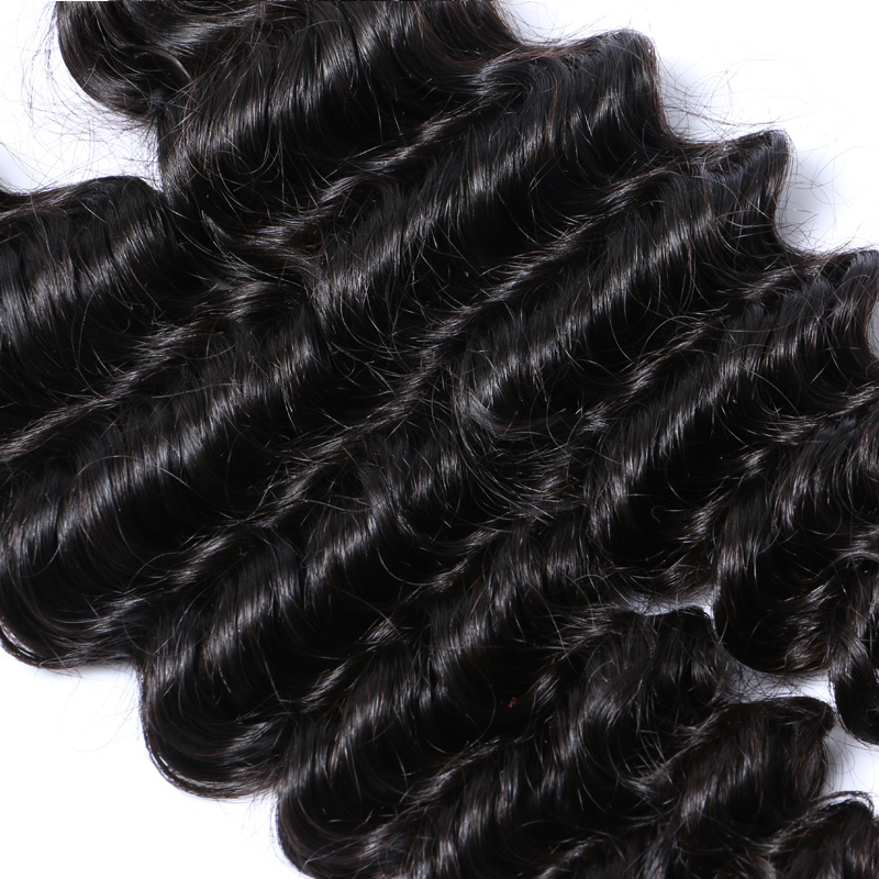 Human Hair Extensions Deep Wave Brazilian Virgin Hair Weave Bundles Natural Color 1b Black Remy Hair Weft