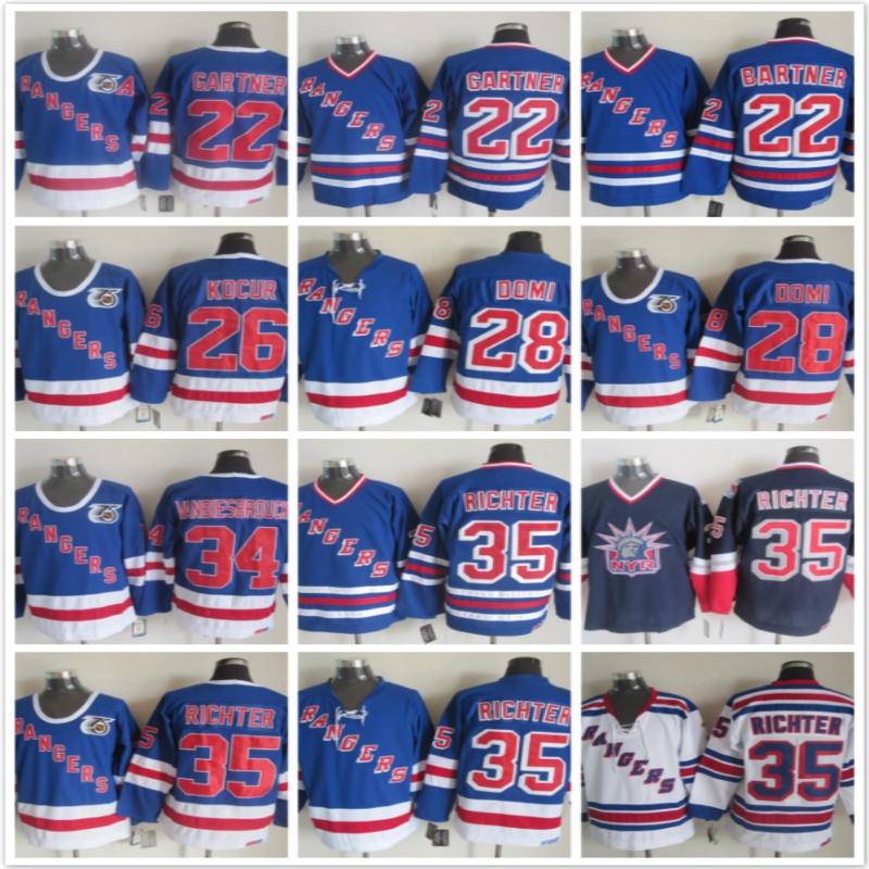 New York Rangers 22 Nick Holden 26 Joey Kocur 28 Dominic Moore34 VANBIESBROUCK 35 Mike Richter White Blue Ice Hockey Jerseys, 35 blue
New York Rangers 22 Nick Holden 26 Joey Kocur 28 Dominic Moore34 VANBIESBROUCK 35 Mike Richter White Blue Ice Hockey Jerseys, 35 blue