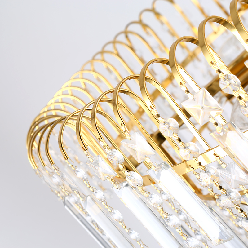 LED Modern Chandelier American Gold Crystal Chandeliers Lights Fixture Home Dining Room Hotel Hall Restaurant Crystal Droplight Hanging Lamp