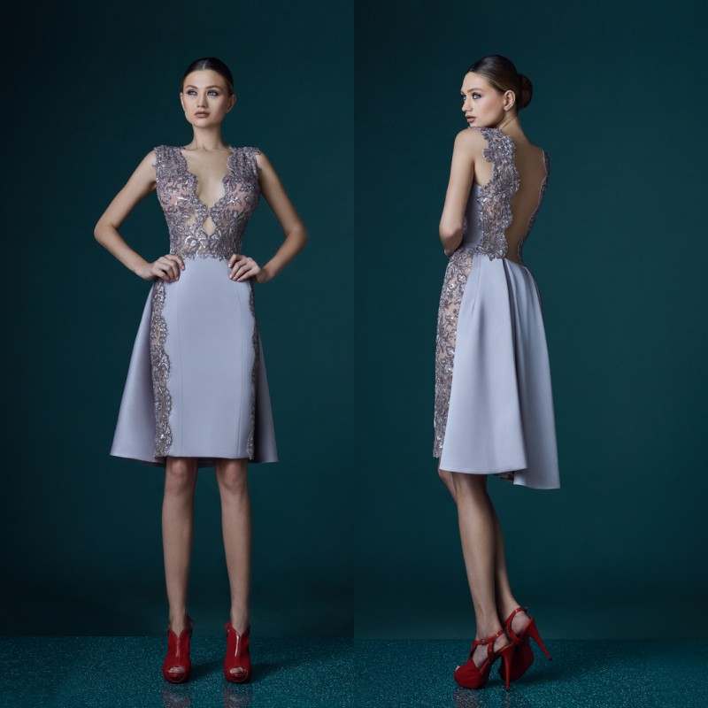 Fabulous Sexy Short Prom Dresses Deep V-Neck Lace Applique Backless See Through Evening Gown Satin Knee Length Party Dresses Cocktail Dress, Same as picture
Fabulous Sexy Short Prom Dresses Deep V-Neck Lace Applique Backless See Through Evening Gown Satin Knee Length Party Dresses Cocktail Dress, Same as picture