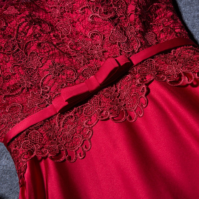 New Boat Neck Lace Satin Long Evening Dress Royal Blue Burgundy 2022 Floor Length Prom Party Gown Elegant robe de soiree