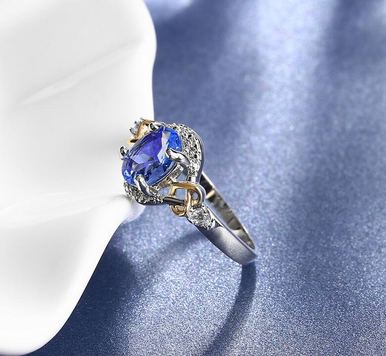 Exquisite White Gold Filled Gemstone Ring: Sapphire, Emerald, Aquamarine