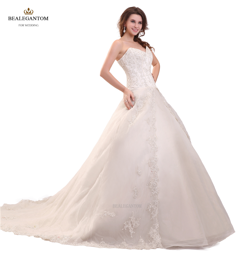 2017 Real Photo Sweetheart Vintage Lace Ball Gown Wedding Dresses Organza Appliques Beaded Cheap Lace Up Plus Size Bridal Gowns BM33