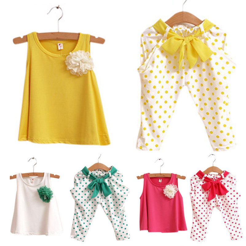 Girls Casual Two-piece Suits Leisure Sleeveless Sweater Capri Pants Cute Dots Flower Wave Point Printed Pants Leisure Suit LG2017, Red
Girls Casual Two-piece Suits Leisure Sleeveless Sweater Capri Pants Cute Dots Flower Wave Point Printed Pants Leisure Suit LG2017, Red