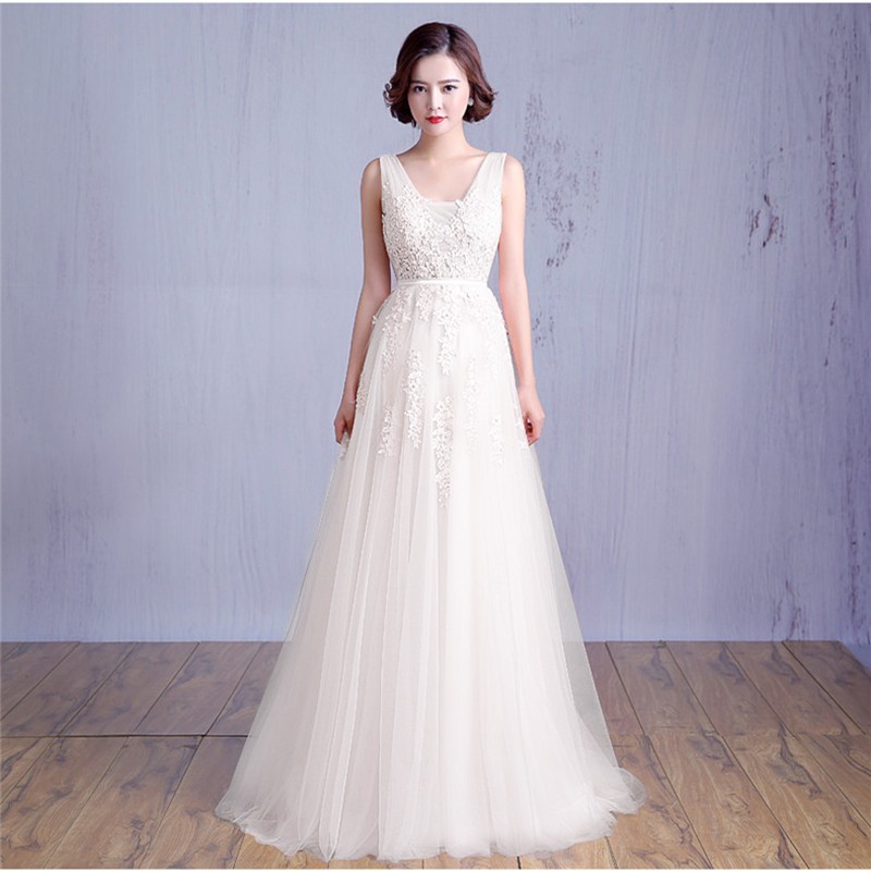 Vestido De Noiva Cheap White/Red Beach Wedding Dresses Boho Wedding Dress V-neck Backless Tulle Long Bridal Gowns Robe De Mariage