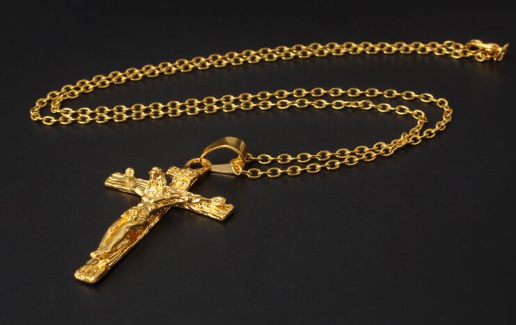 Good A++ Jewelry Jesus Cross Titanium Steel Men's Necklace Retro Wind Pendant WFN040 (with chain) mix order 20 pieces a lot
