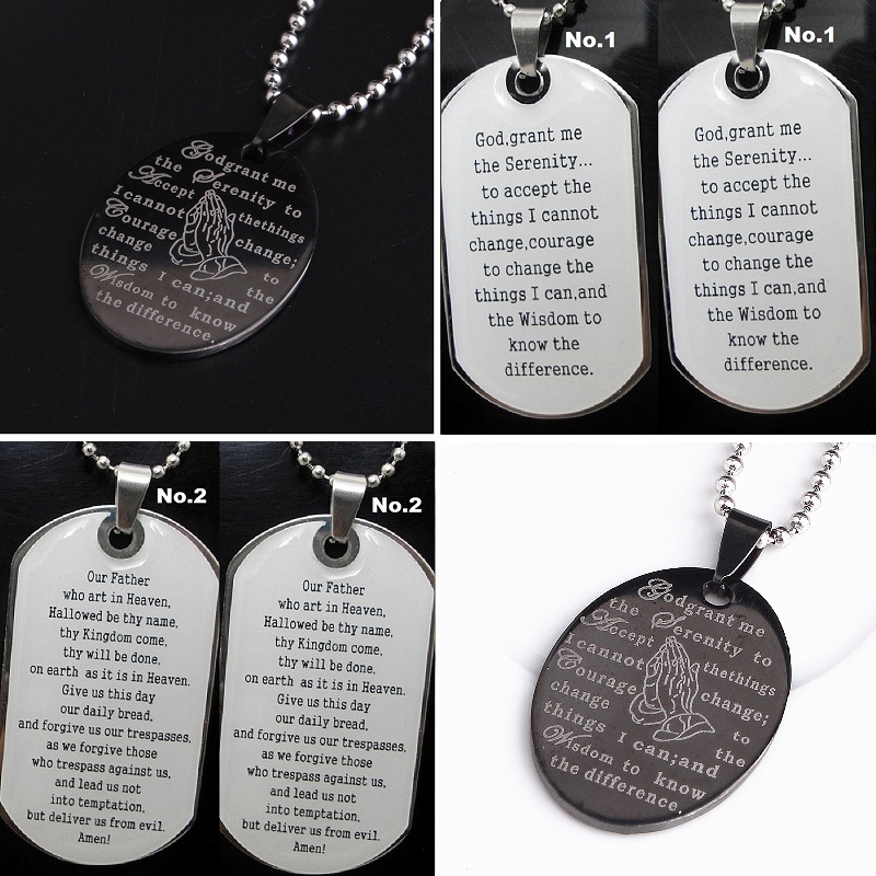 wholesale silver/black English Words the serenity Lord's prayer stainless steel pendant necklaces with chains brand new
wholesale silver/black English Words the serenity Lord's prayer stainless steel pendant necklaces with chains brand new