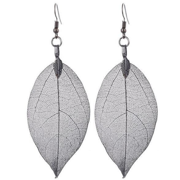 2017 Fashion Bohemain Long Earrings Unique Natural Real Leaf Big Earrings For Women Fine Jewelry Gift G105