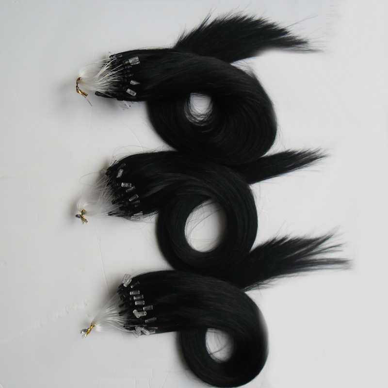 Micro loop human hair extensions 300s Straight Black micro beads hair extensions 300g micro loop hair extensions with beads