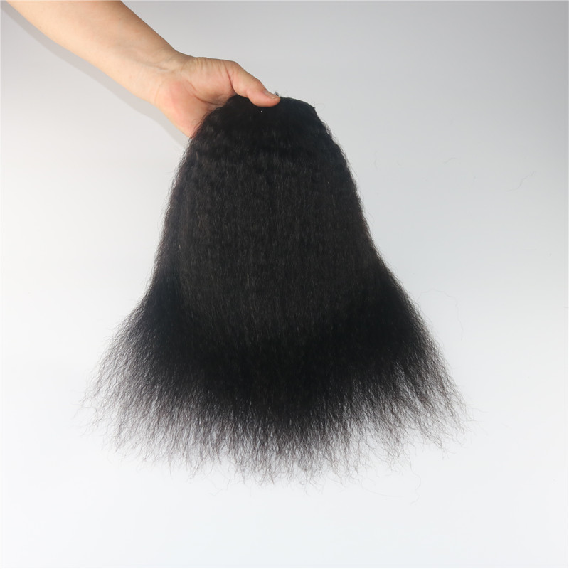 Afro Kinky Straight Brazilian Human Hair Clips Hair Extension 1B Natural Color Hair African American 7PCS 120gram
