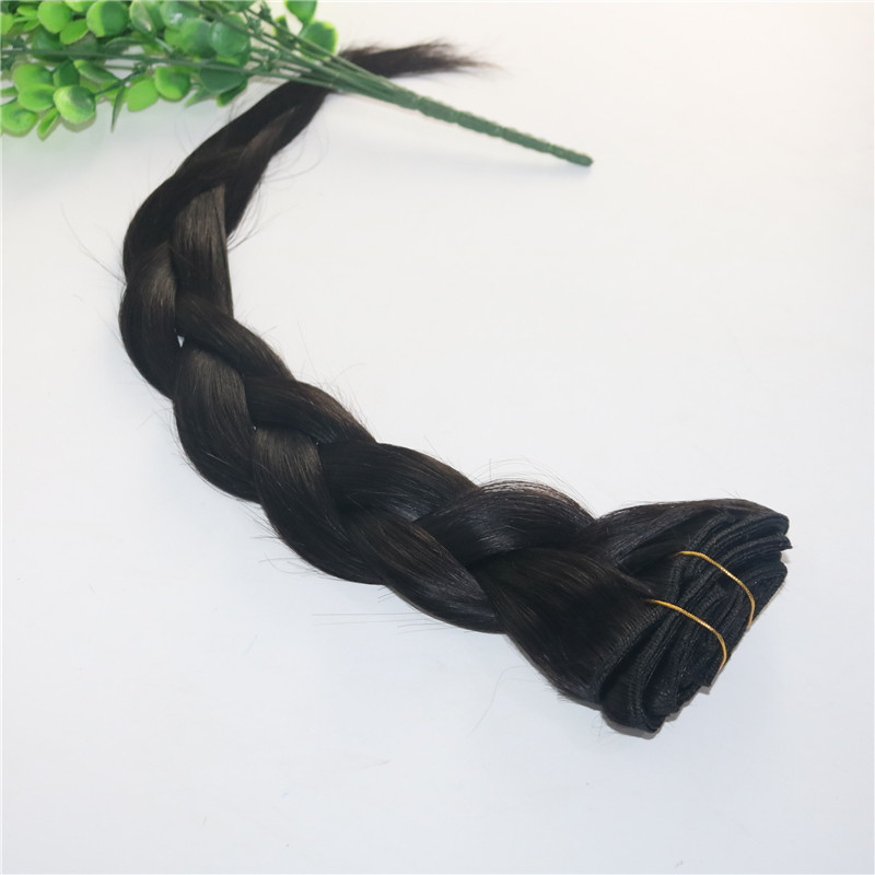Straight Brazilian Human Hair Clip In Hair Extension 1B Natural Color Human Virgin Hair African American 7PCS 120gram