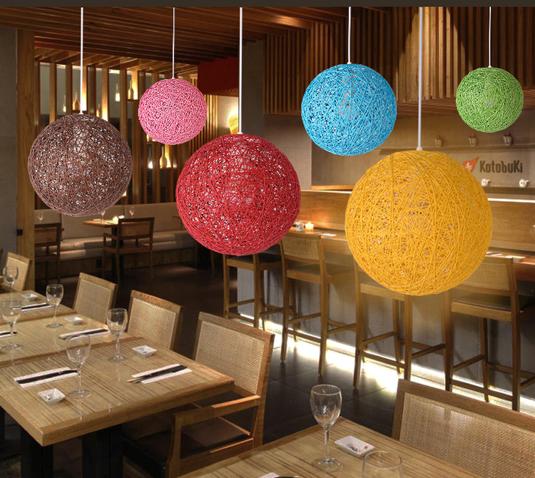 LED Pendant Lamp Hemp Rope Light Ball Chandelier Lights Restaurant Villa Hotel Lighting Living Room