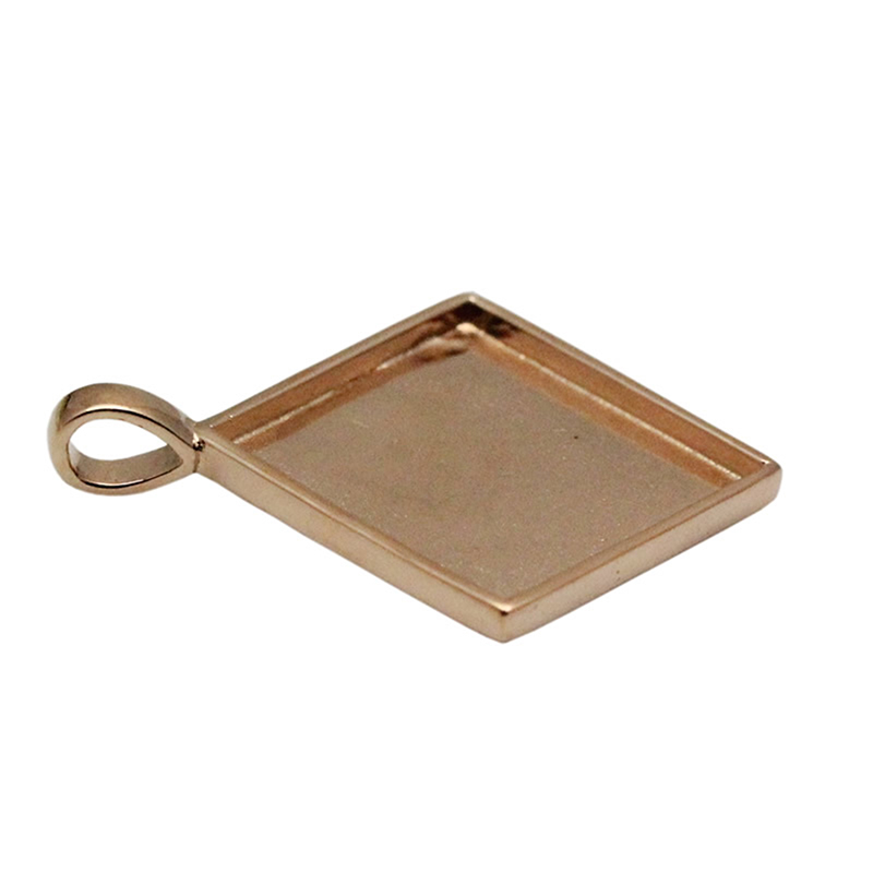 Beadsnice rhombus pendant tray 925 sterling silver cabochon bezel setting handmade necklace pendant new arrive DIY gift ID 33828