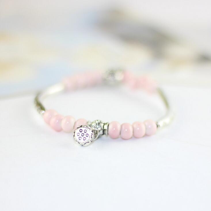 Good A++ Small fresh Tibetan silver bracelet lotus jewelry to send girlfriend honey wild FB109 mix order 20 pieces a lot Charm Bracelets