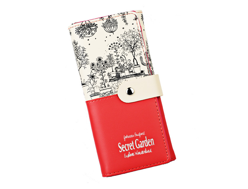 Wholesale- Excellent quality 2016 Flower Garden Coin Pattern Women Long Leather Ladies Purse Clutch Wallet Card Holder portomonee walet
