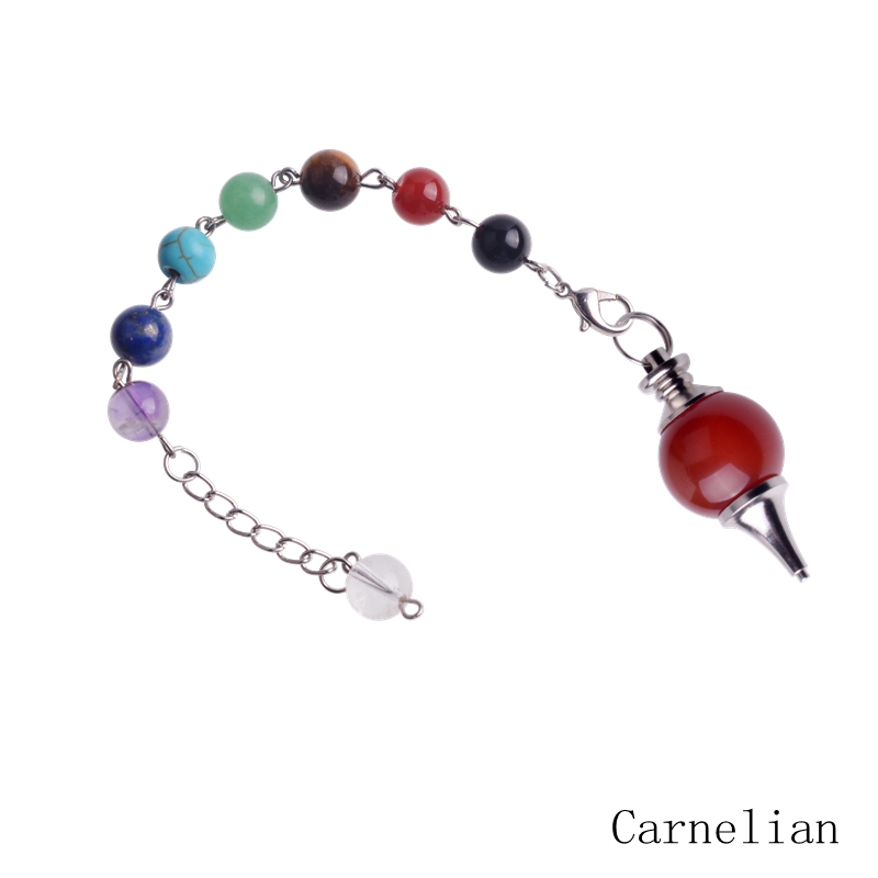 12pc/set 7 Chakra Stone Pendulum Healing Crystal Quartz Pendulum Necklace Spirituality Yoga Jewelery Woman Men gift