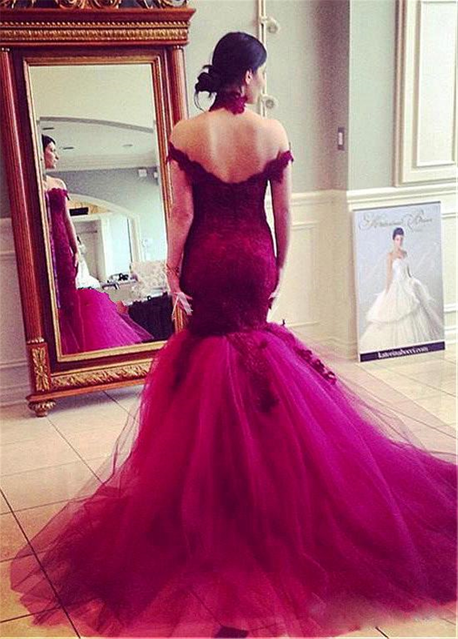 Off-the-shoulder Mermaid Evening Dresses Applique Lace Burgundy Tulle Prom Dress with Collar New Coming vestidos de fiesta largos 2019, Purple
Off-the-shoulder Mermaid Evening Dresses Applique Lace Burgundy Tulle Prom Dress with Collar New Coming vestidos de fiesta largos 2019, Purple