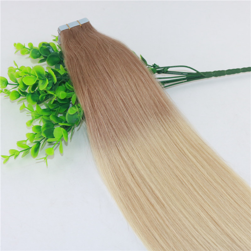 Two Tone Tape in Human Hair Extensions #18#613 Ombre Blonde Seamless Brazilian Virgin Human Hair Skin Weft Slik Straight100g 40pcs