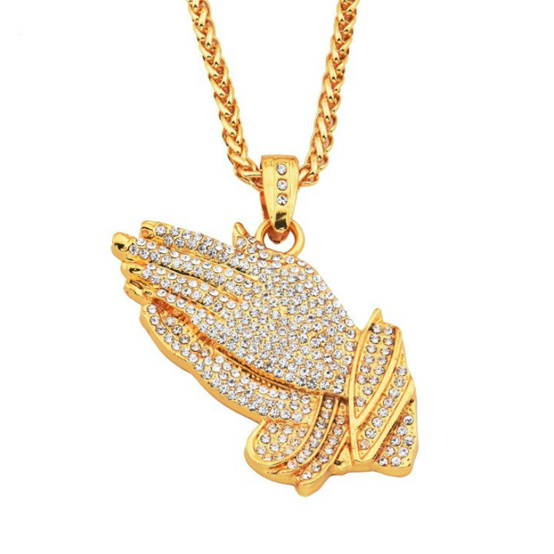 Men and Women Hip Hop Style Jewelry Golden CZ Cross Praying Hands Charm Pendant Link Chain Necklace Unisex Gold Plated Bling Jewelry, Silver
Men and Women Hip Hop Style Jewelry Golden CZ Cross Praying Hands Charm Pendant Link Chain Necklace Unisex Gold Plated Bling Jewelry, Silver