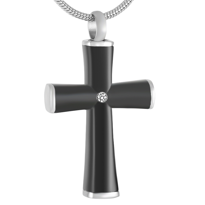 IJD9408 black Cross Stainless Steel Cremation Pendant Necklace Crystal Memory Ashes Keepsake Urn Necklace, Silver
IJD9408 black Cross Stainless Steel Cremation Pendant Necklace Crystal Memory Ashes Keepsake Urn Necklace, Silver